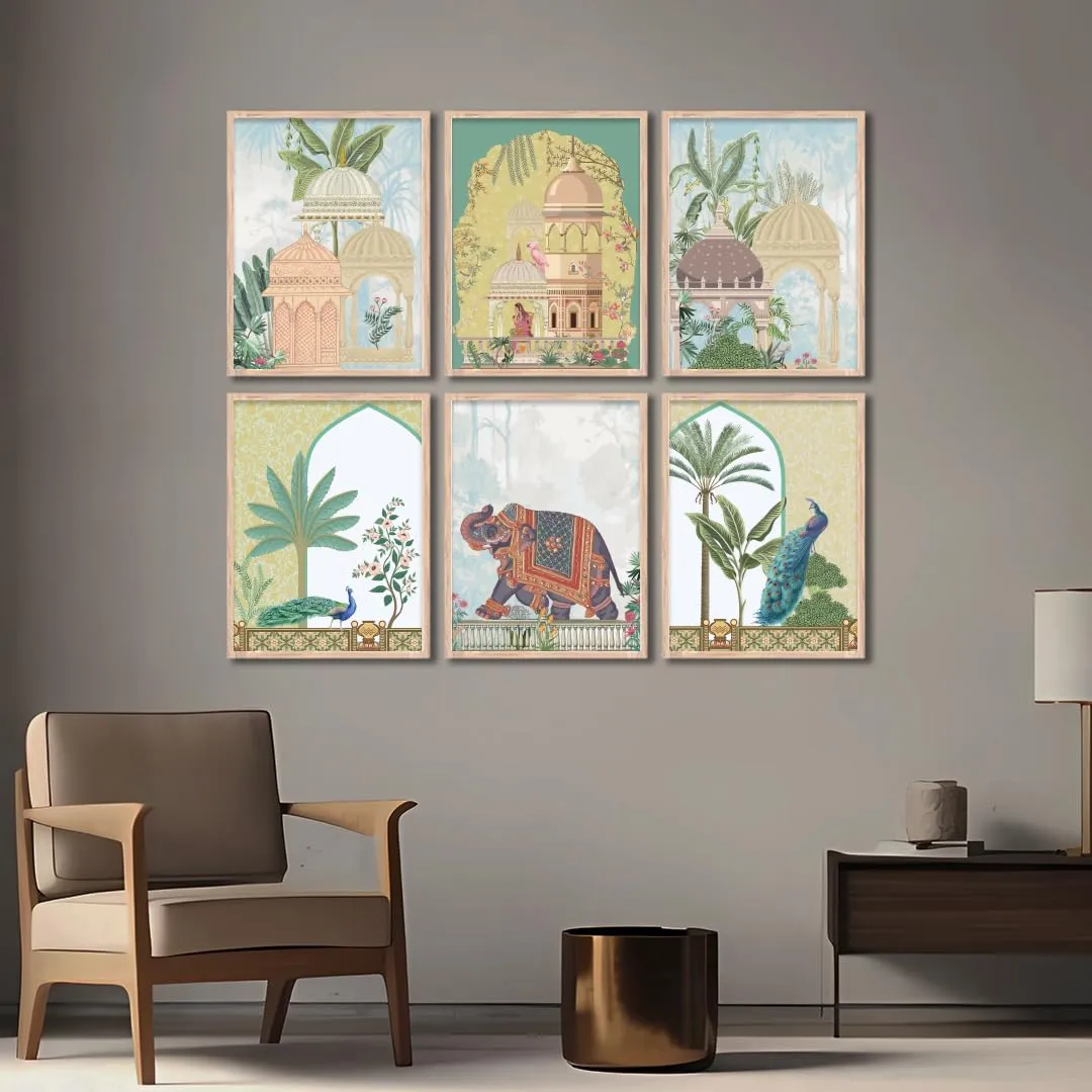 NoWorries Traditional Wall Art Frame For Home Decoration- Wall Painting For Home Decor (Theme- Traditional Art) (10x13 inches)(13x17inches) Set of 6 (10x13 Inches, ART ATTACK 1.2 TA)