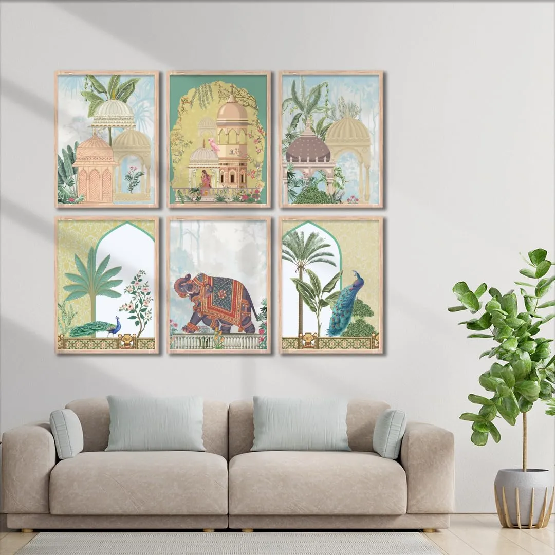 NoWorries Traditional Wall Art Frame For Home Decoration- Wall Painting For Home Decor (Theme- Traditional Art) (10x13 inches)(13x17inches) Set of 6 (10x13 Inches, ART ATTACK 1.2 TA)