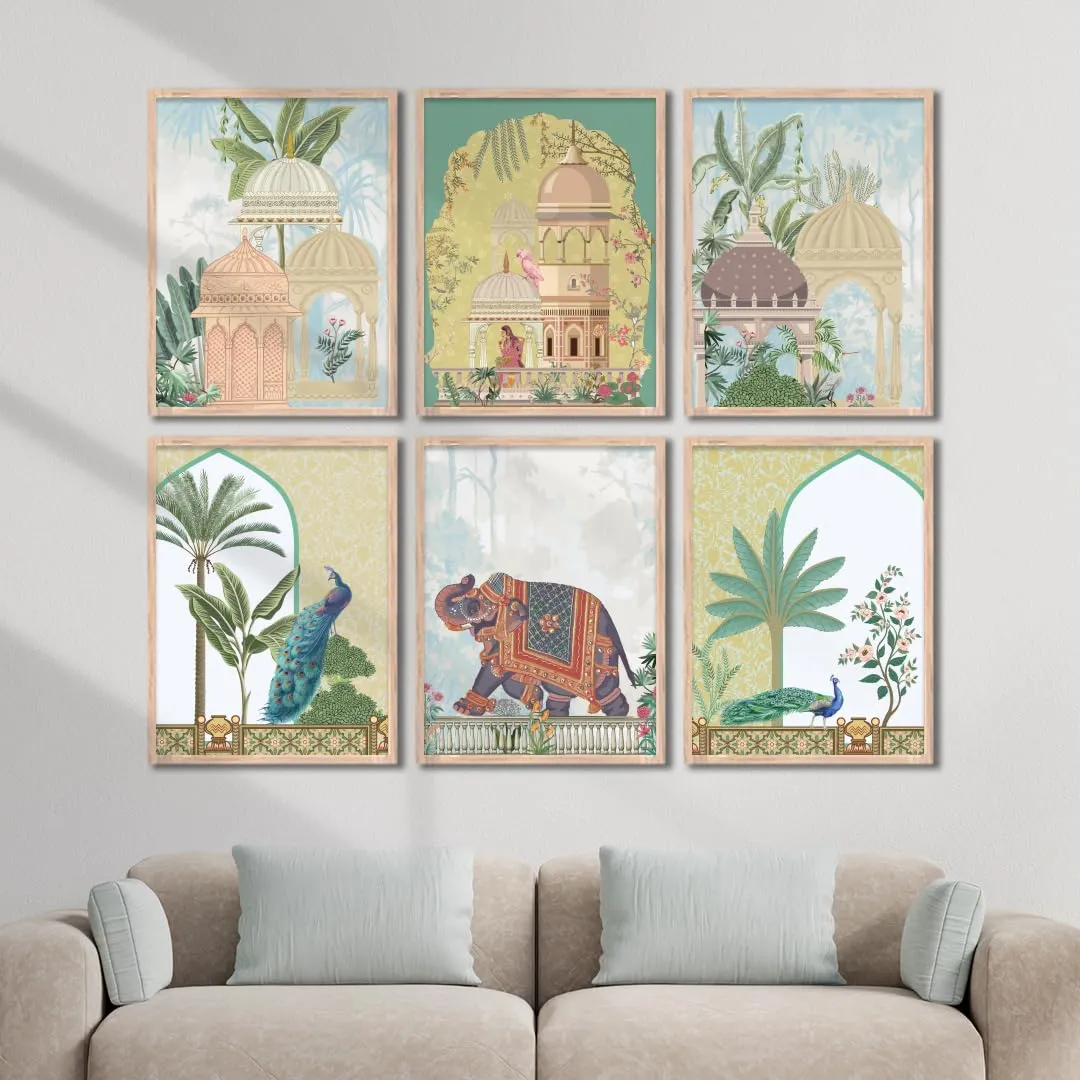 NoWorries Traditional Wall Art Frame For Home Decoration- Wall Painting For Home Decor (Theme- Traditional Art) (10x13 inches)(13x17inches) Set of 6 (10x13 Inches, ART ATTACK 1.2 TA)