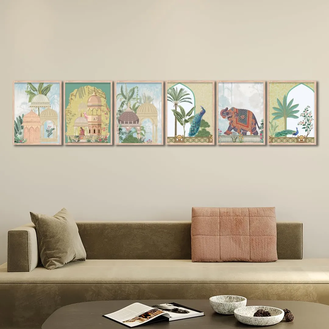 NoWorries Traditional Wall Art Frame For Home Decoration- Wall Painting For Home Decor (Theme- Traditional Art) (10x13 inches)(13x17inches) Set of 6 (10x13 Inches, ART ATTACK 1.2 TA)