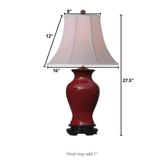 Oxblood Porcelain Jar Table Lamp