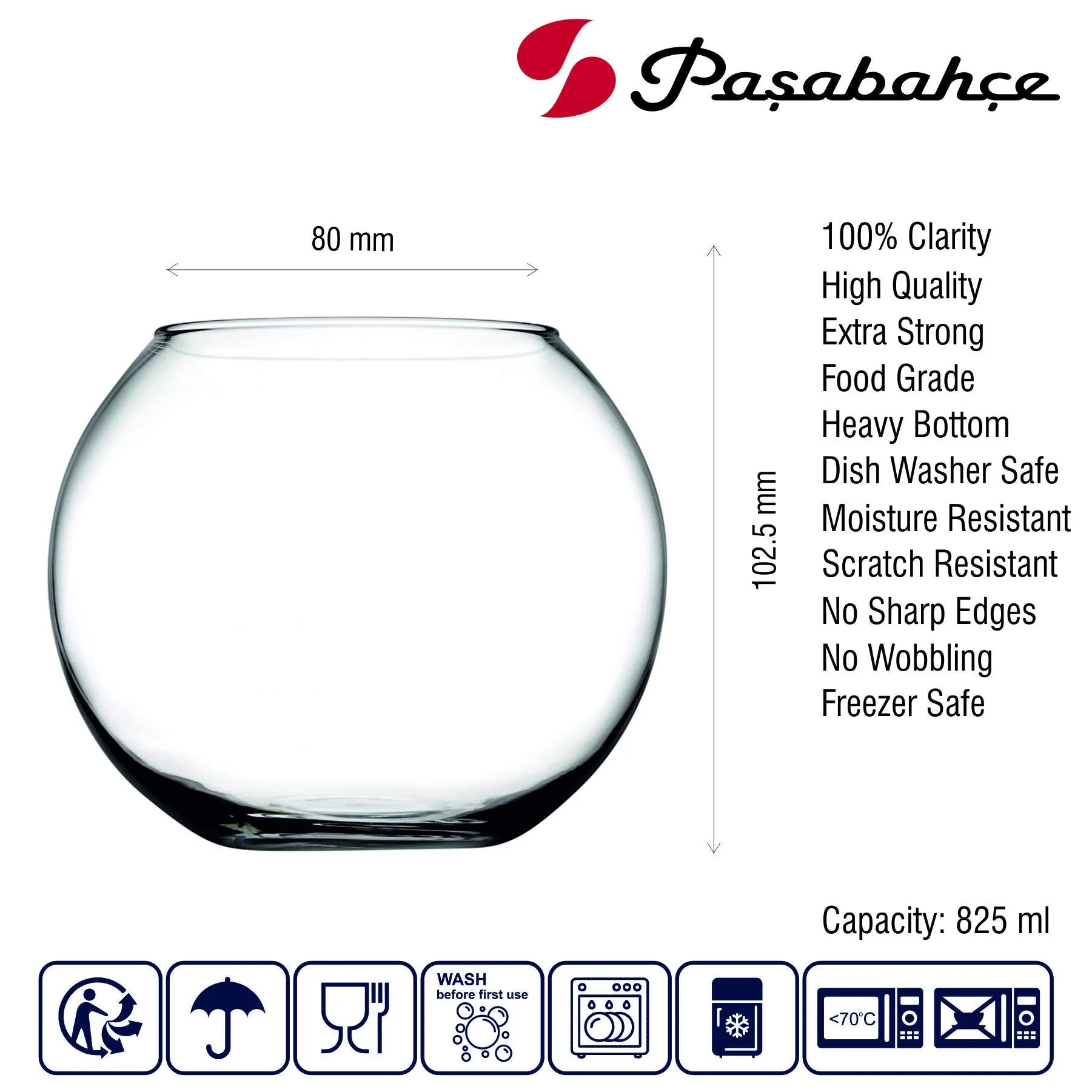 Pasabahce Botanica Glass Vase/Fish Bowl 1 Pc, Transparent, 825 ml
