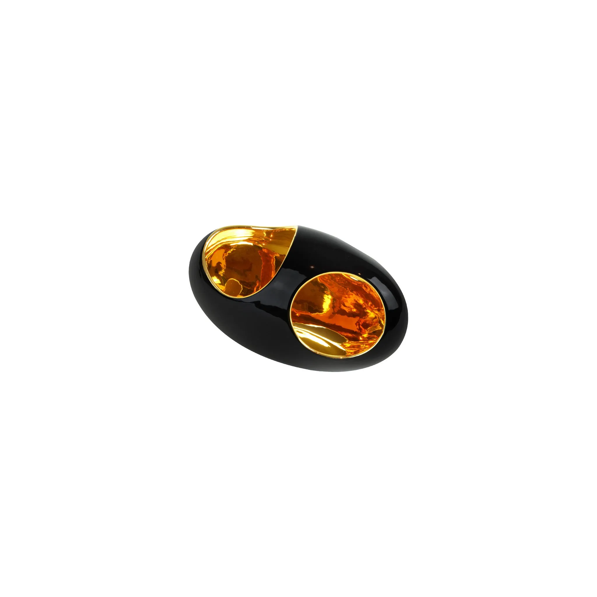 Pebble Long Vase - Black/Gold