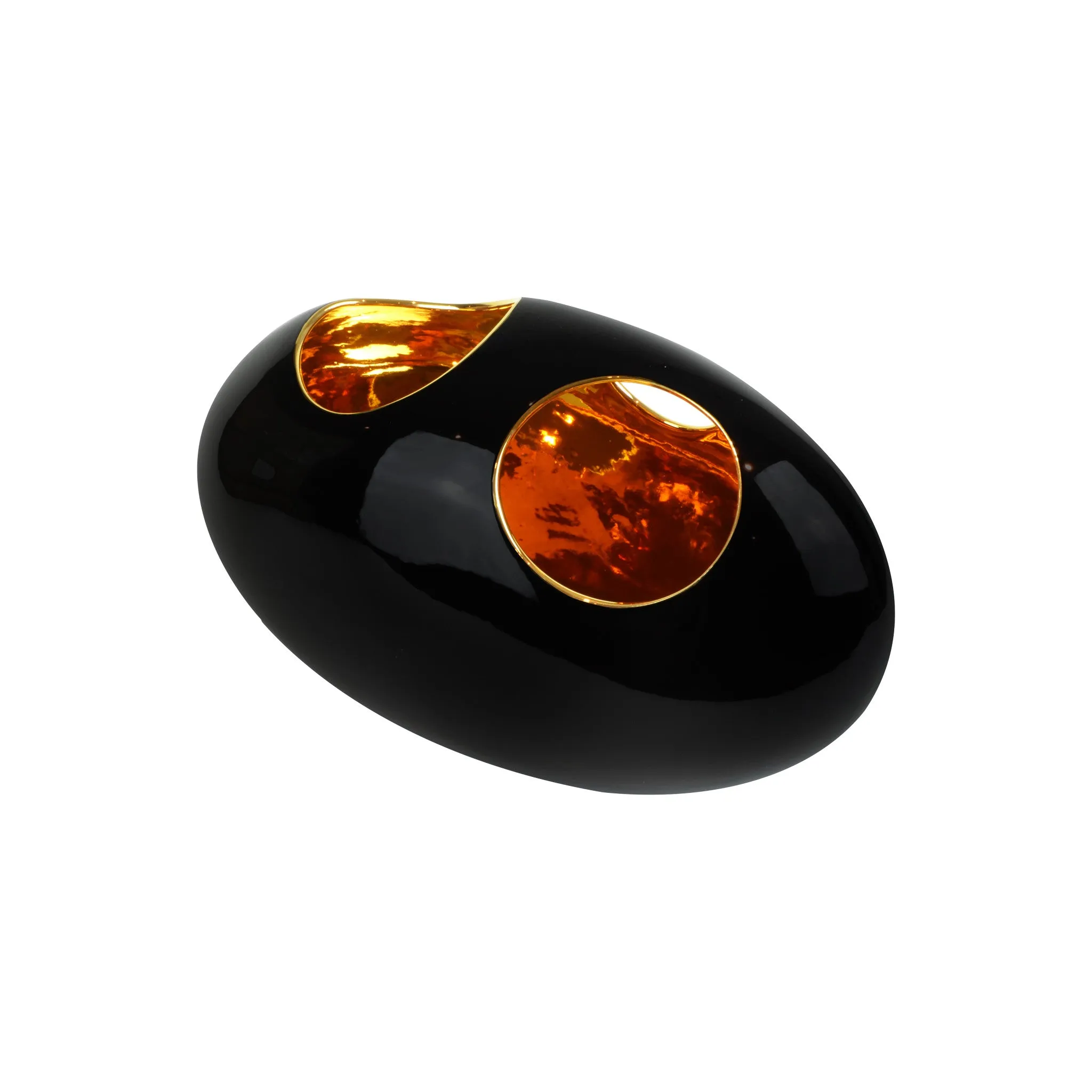 Pebble Long Vase - Black/Gold