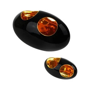 Pebble Long Vase - Black/Gold