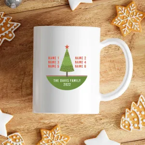 Personalized Christmas Tree Family Names Mugs