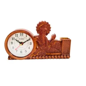 Plastic Designer Ganesha Table Clock for Home and Office Decor|vinayagar Table Clock for Living Room|pillaiyar Table Clock for Bedroom