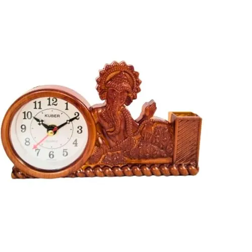 Plastic Designer Ganesha Table Clock for Home and Office Decor|vinayagar Table Clock for Living Room|pillaiyar Table Clock for Bedroom