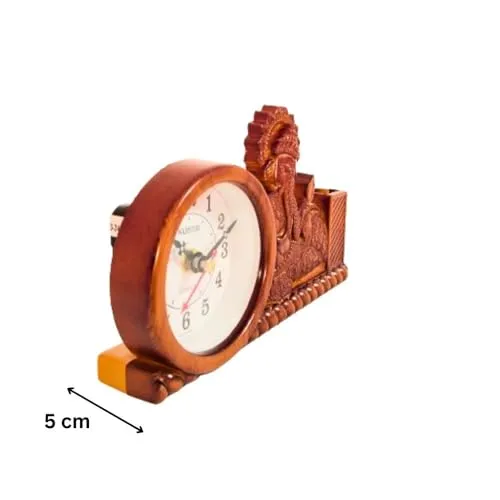 Plastic Designer Ganesha Table Clock for Home and Office Decor|vinayagar Table Clock for Living Room|pillaiyar Table Clock for Bedroom