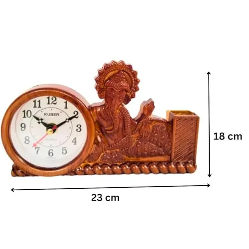Plastic Designer Ganesha Table Clock for Home and Office Decor|vinayagar Table Clock for Living Room|pillaiyar Table Clock for Bedroom