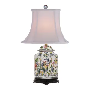 Porcelain Colorful Nature Scalloped Tea Jar Lamp