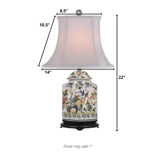 Porcelain Colorful Nature Scalloped Tea Jar Lamp
