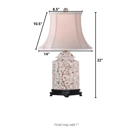 Porcelain White Birch Scalloped Tea Jar Lamp