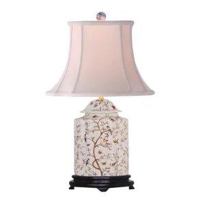 Porcelain White Birch Scalloped Tea Jar Lamp