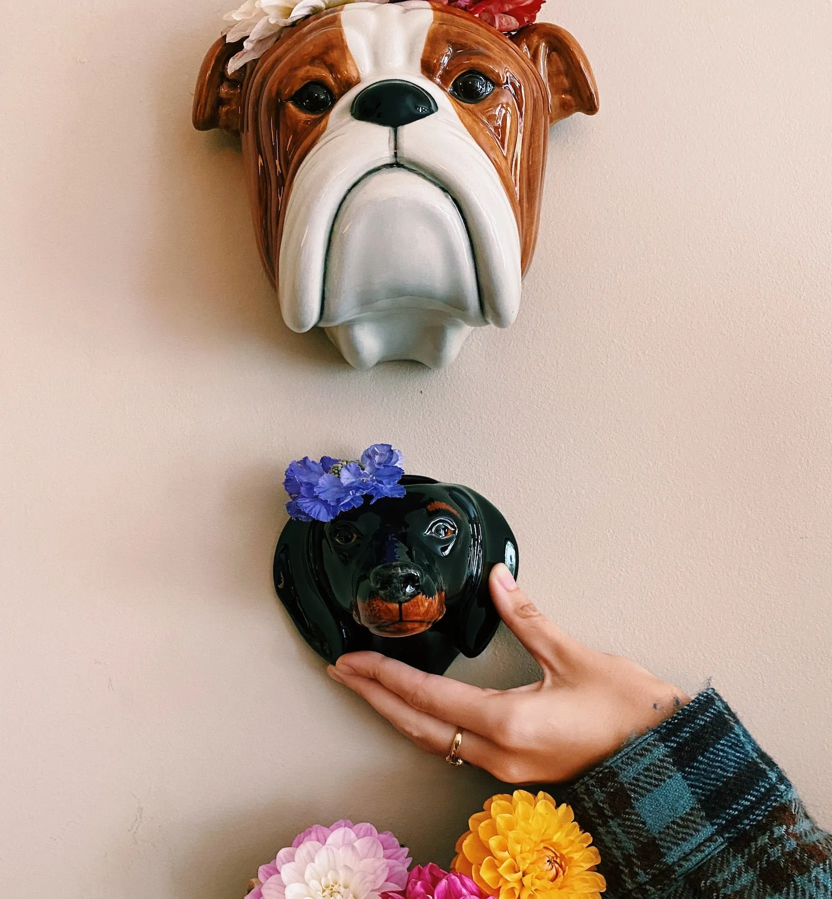 Quail Dachshund Wall Vase