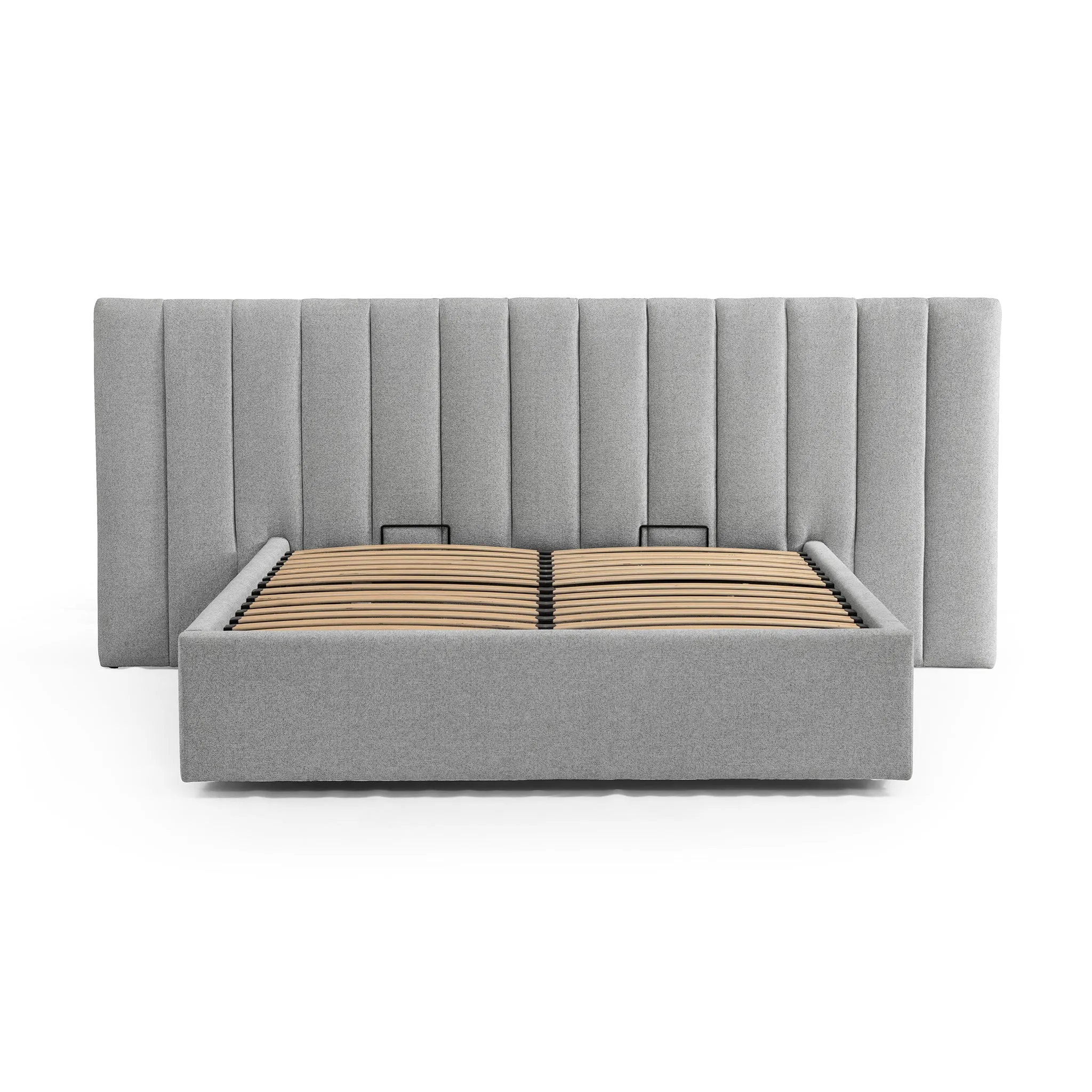 Ralph Wide Base Queen Bed Frame - Spec Grey with Storage