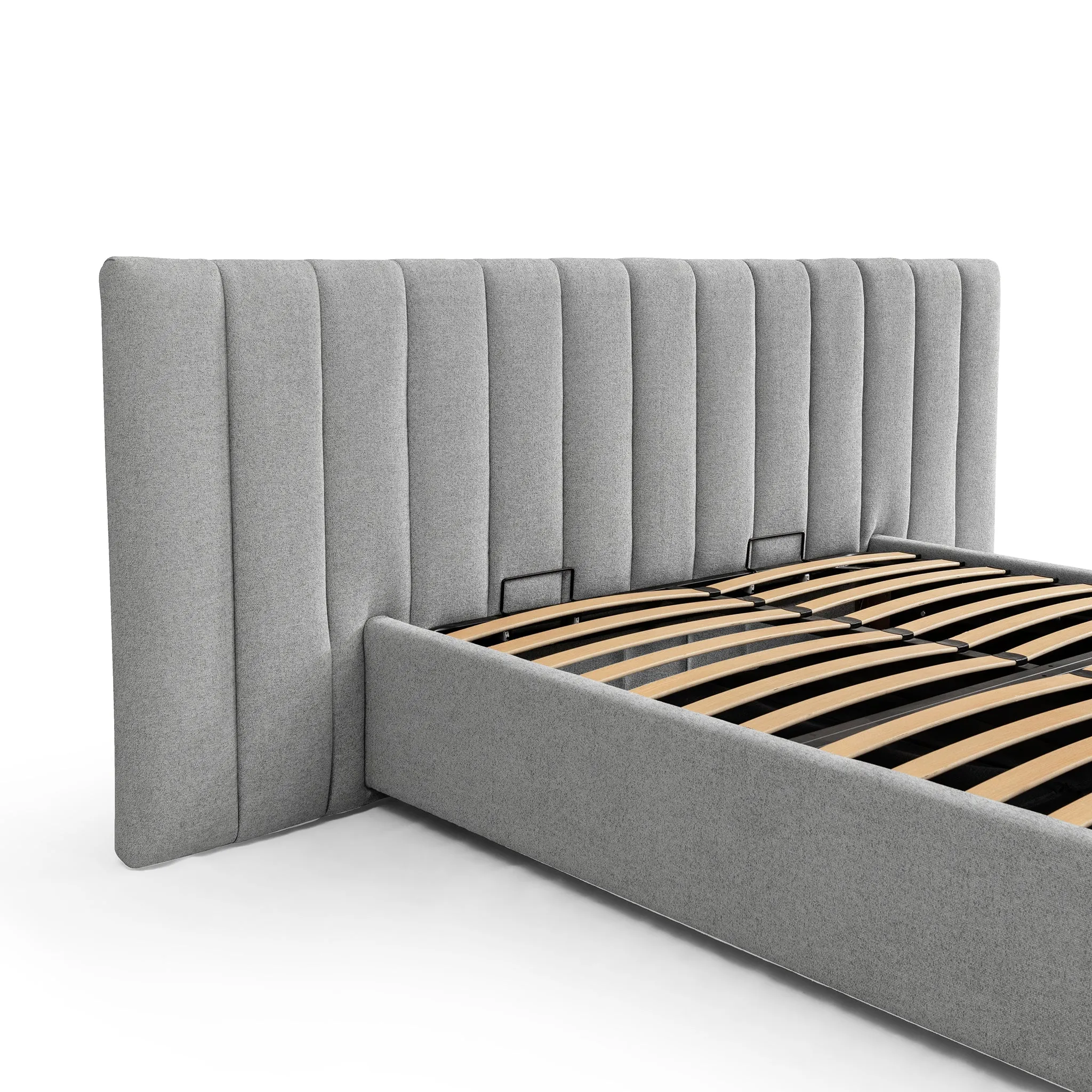 Ralph Wide Base Queen Bed Frame - Spec Grey with Storage