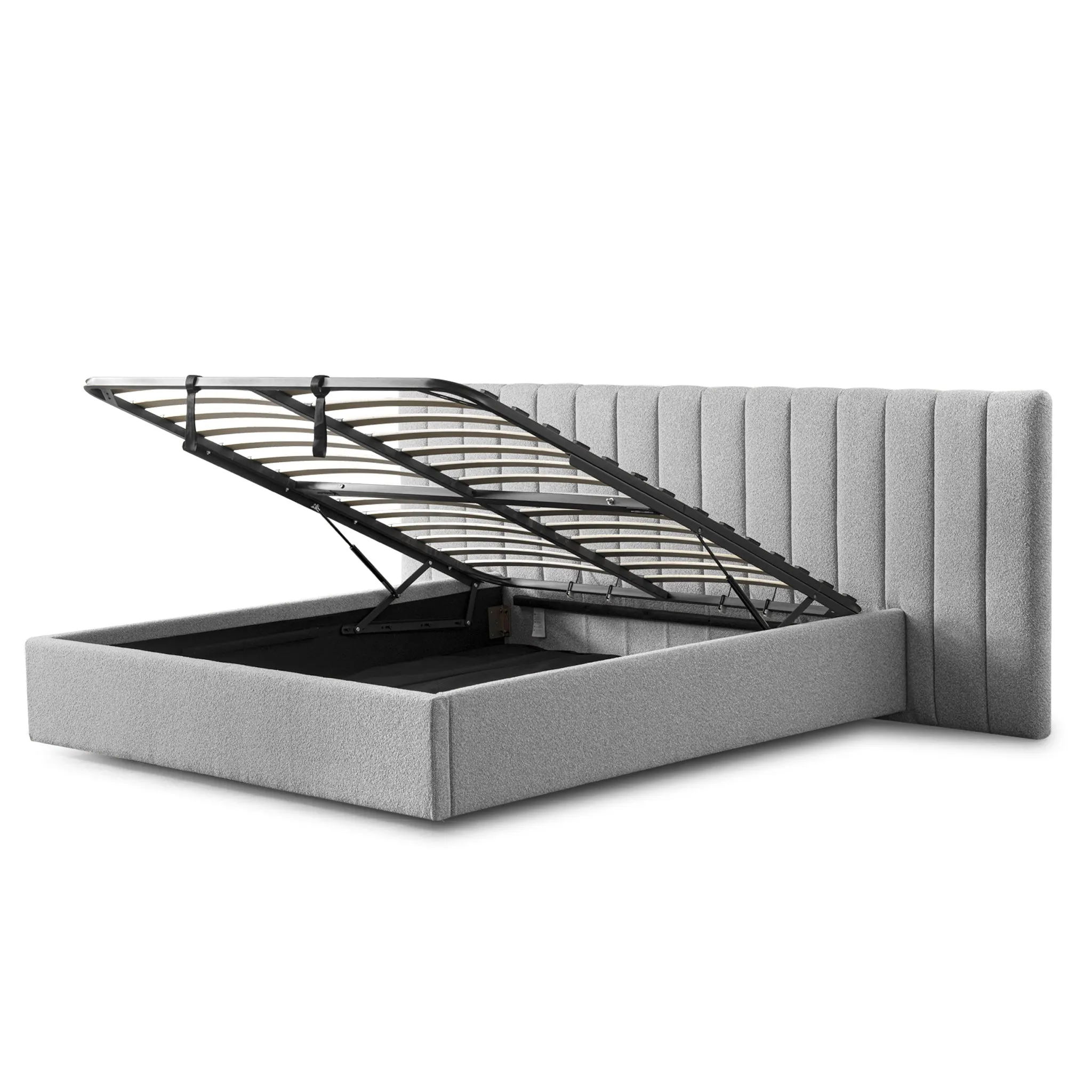 Ralph Wide Base Queen Bed Frame - Spec Grey with Storage