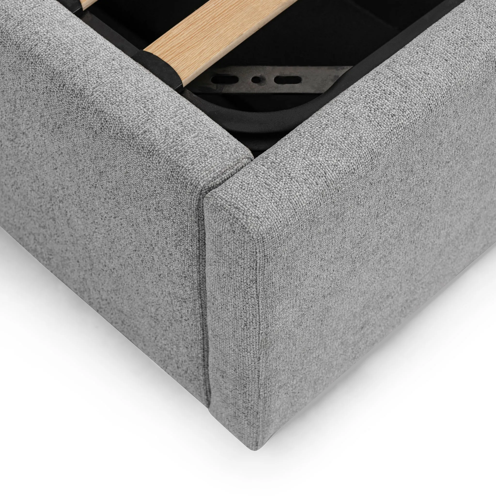 Ralph Wide Base Queen Bed Frame - Spec Grey with Storage