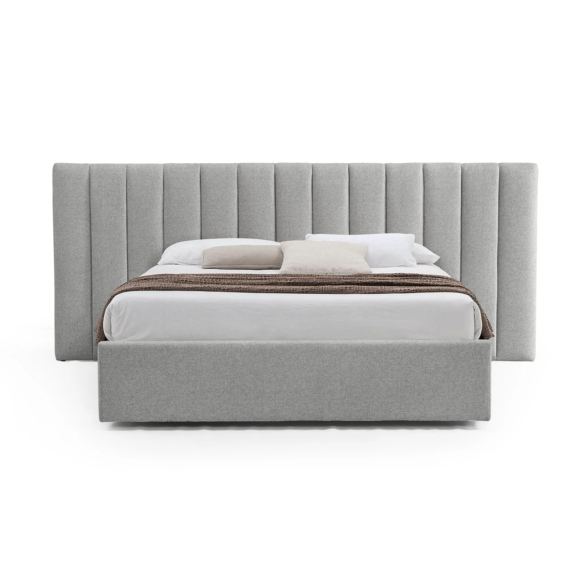 Ralph Wide Base Queen Bed Frame - Spec Grey with Storage