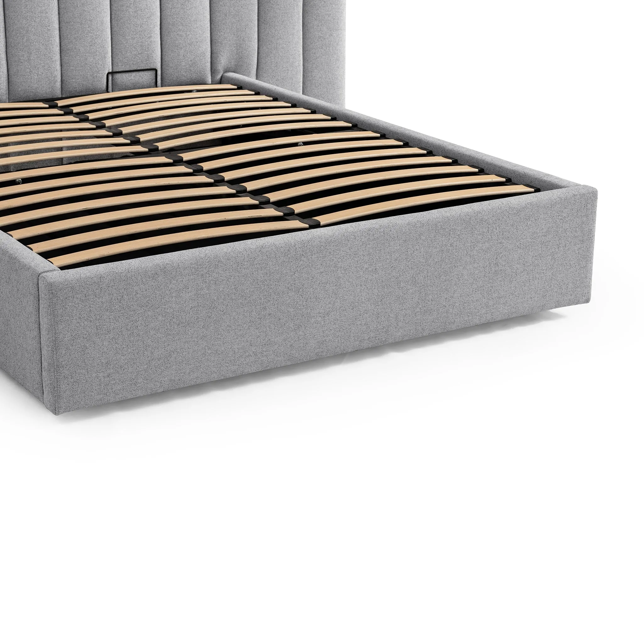 Ralph Wide Base Queen Bed Frame - Spec Grey with Storage