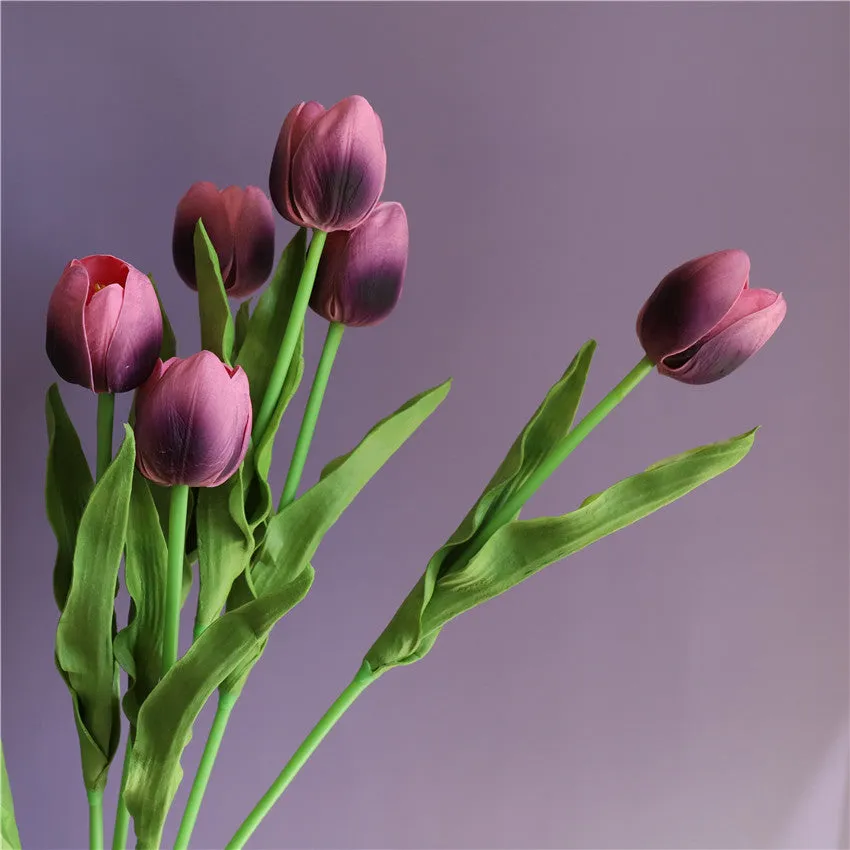 Real Touch Fake Tulips Flowers for Floral Arrangement 20"