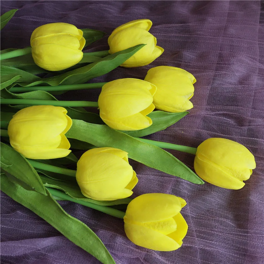 Real Touch Fake Tulips Flowers for Floral Arrangement 20"