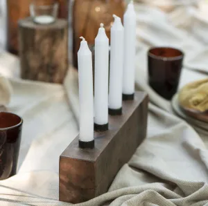 Recycled Wood and Iron Candle Holder for 4 Dinner Candles
