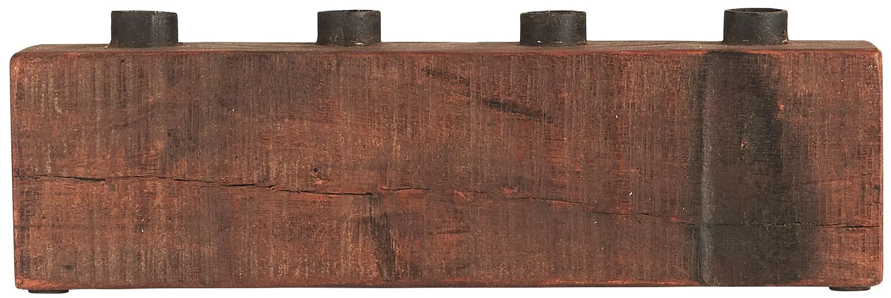 Recycled Wood and Iron Candle Holder for 4 Dinner Candles