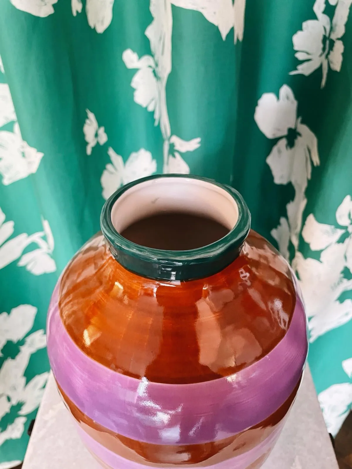 Red and purple striped vase
