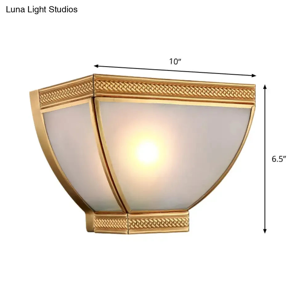 Retro Wall Mounted 1-Head Opaque Glass Torch Flush Wall Light with Gold Edge