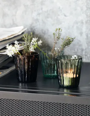 Ridged Light Blue or Green Votive