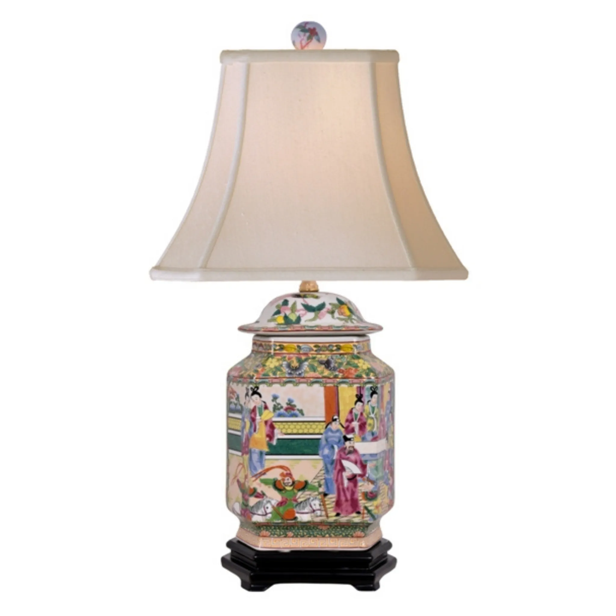 Rose Medallion Cambridge Flat Jar Lamp