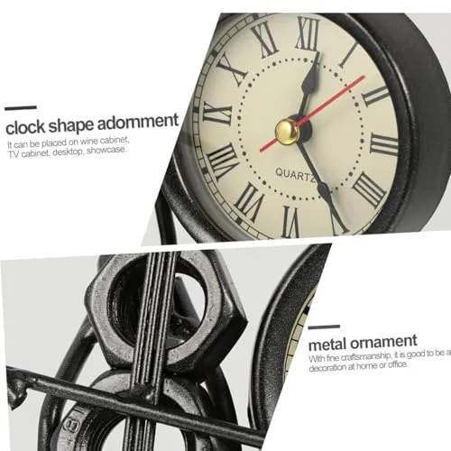 Rudra Kriti | Iron Figurine Table Clock - Minimalist Decor Clock with Flute Player Figurine - Unique Art Piece with Roman Numeral Face - 6.3 Inches Tall