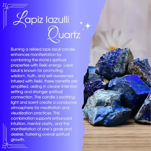 Ruya's Handcrafts Lunar Bliss Jar Lapis Lazuli Stone | Enhancing Alignment with Desired Outcomes Therapy Candles | Depression Buster Candles (Amber Feels)