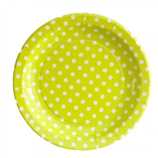 Sambellina Lime Green with White Polka Dot Plates - Dinner 12 Pkt