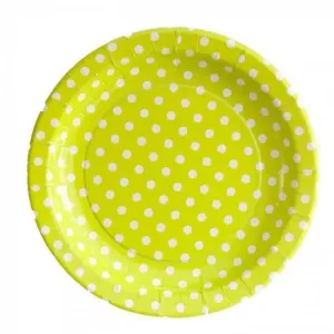 Sambellina Lime Green with White Polka Dot Plates - Dinner 12 Pkt