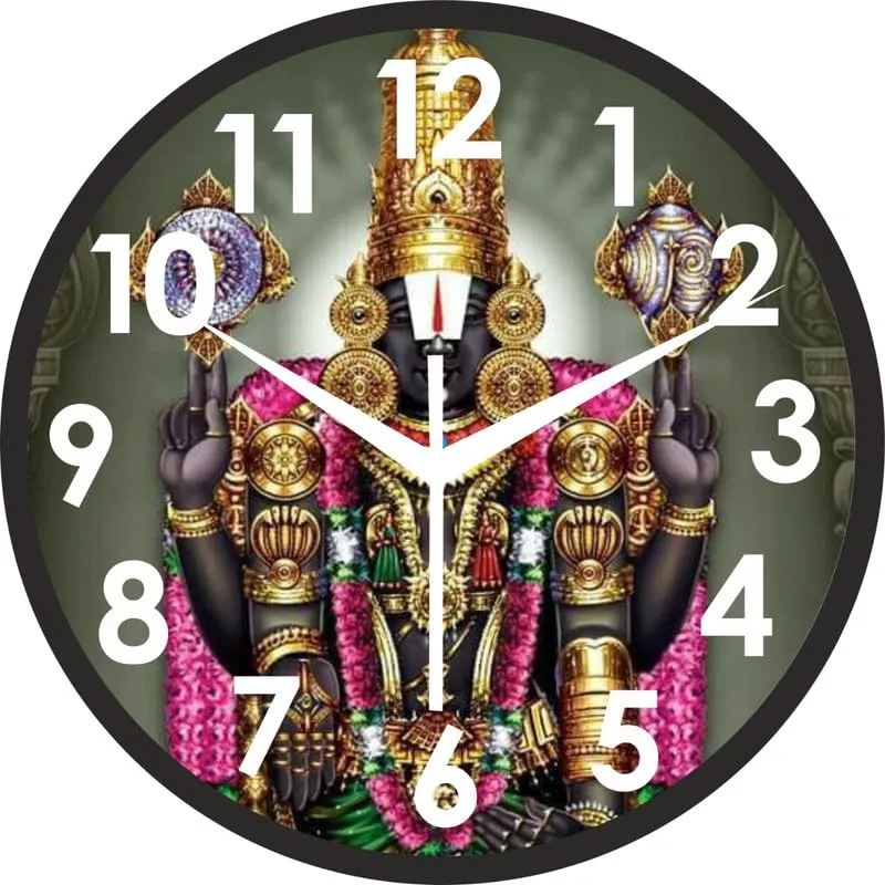 SMPL Present Tirupati Balaji Wall Clock with Unbreakable Plastic for Living Room, Badroom, Shop, Office, Home Decor_Design-01014