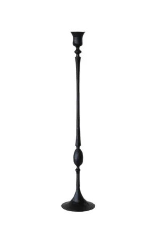 Tall Hand-Forged Iron Taper Holder, Black