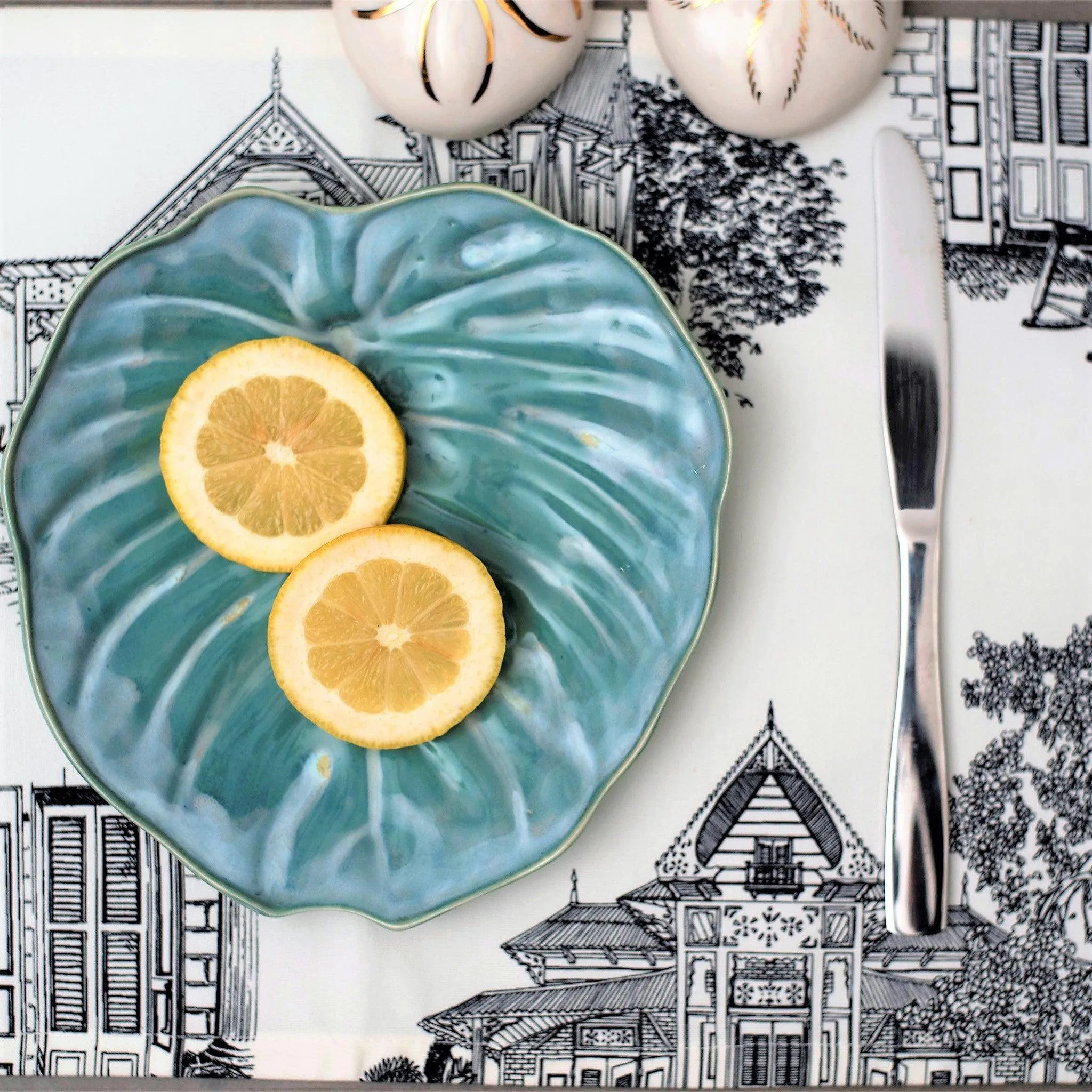 Teal Decorative Salad Plates Set 2
