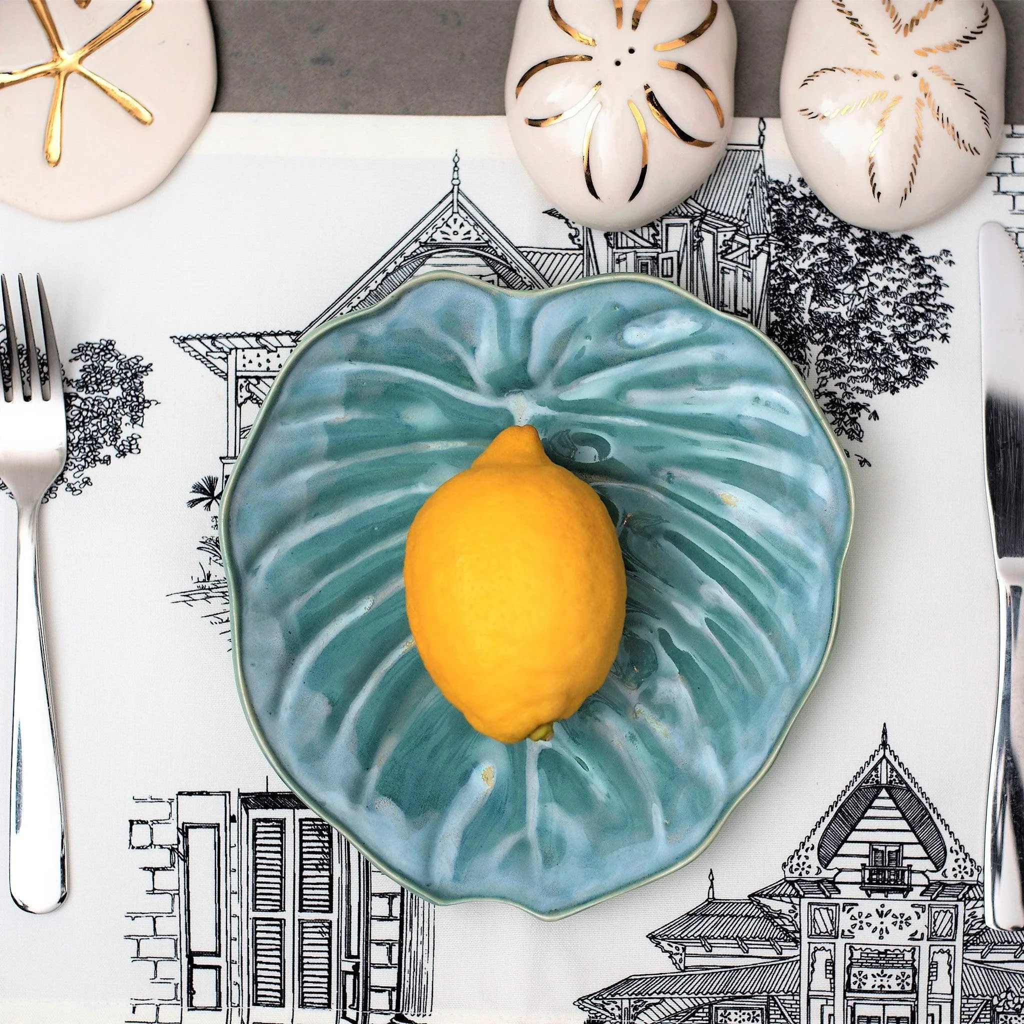 Teal Decorative Salad Plates Set 2