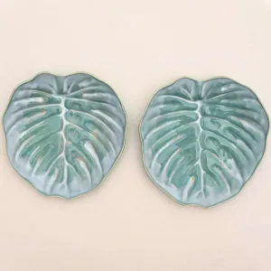 Teal Decorative Salad Plates Set 2