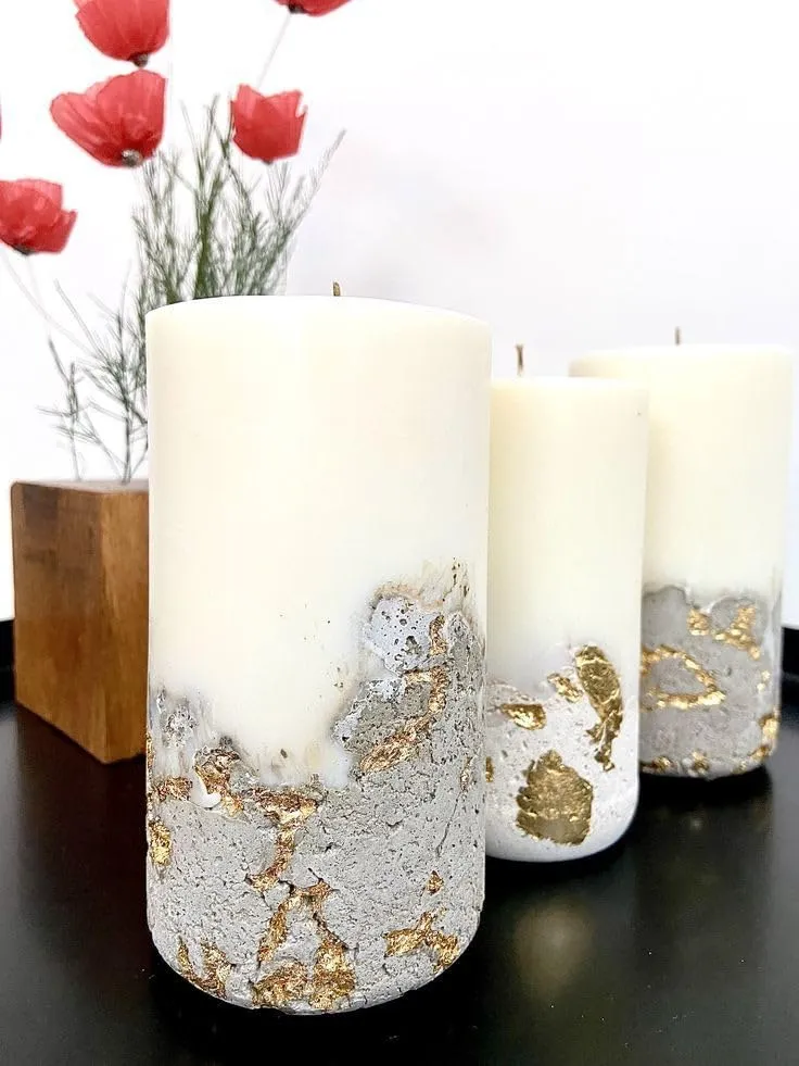 The Dr's ARTISTREE Concrete Stone Decoractive Candle for Home Decor | Long Lasting | Perfect for Gifting,Home,Birthday,Diwali,Christmas,Decorative Candles,Balcony,Birthday