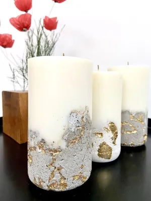 The Dr's ARTISTREE Concrete Stone Decoractive Candle for Home Decor | Long Lasting | Perfect for Gifting,Home,Birthday,Diwali,Christmas,Decorative Candles,Balcony,Birthday