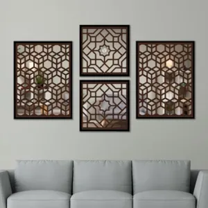 The WoWart Wooden Wall Mirror Hangings - Wall Frames for Wall Decor/Wooden Art with Acrylic Mirror/Framed Wall Mirror for Home Decor (WDJ - 1.19, 10x13/10x10 inches)
