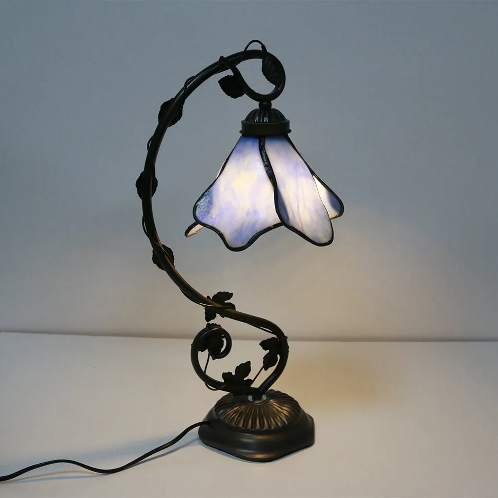 Tiffany Simple Flower Petal Resin Stained Glass 1-Light Table Lamp