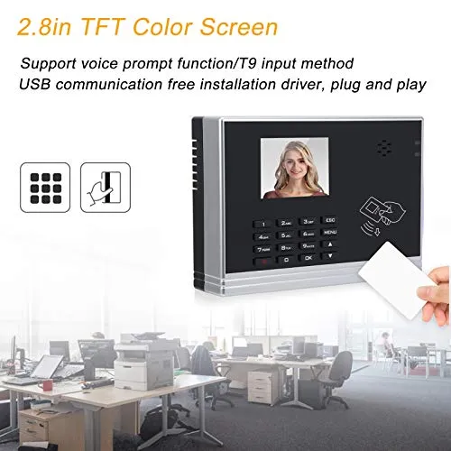 Time Clock, 2.8 Inch Checking-in Machine Time Attendance System Large Capacity for Office for Apartment for Community(#3)'