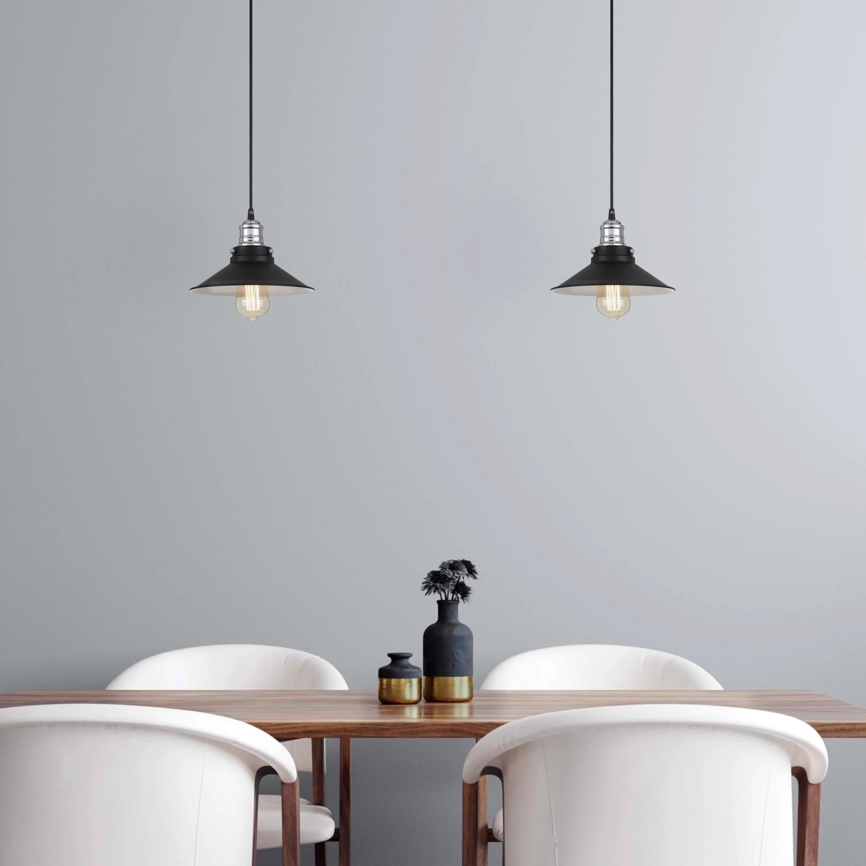 Tina 1-Light Chrome & Matte Black Pendant Light