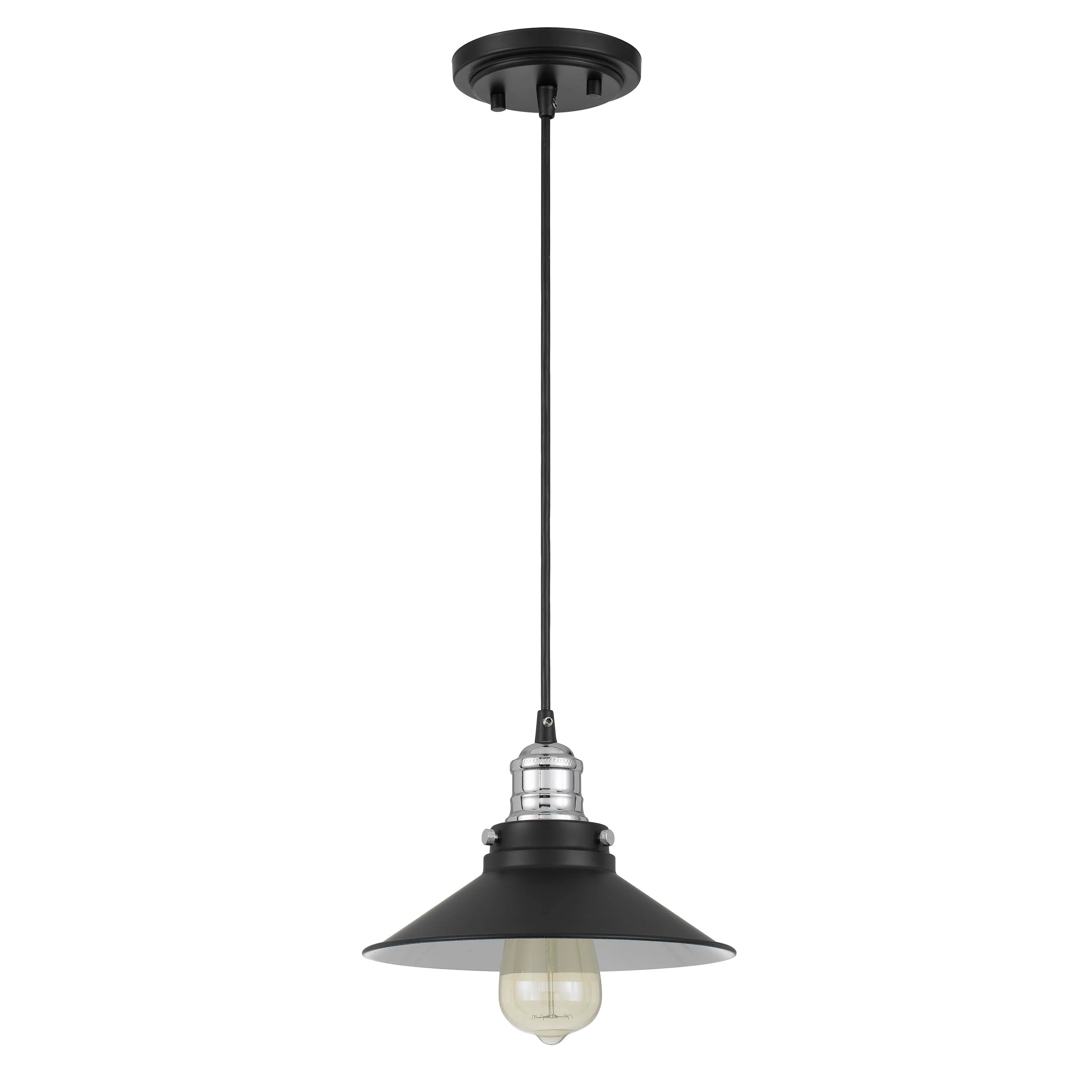 Tina 1-Light Chrome & Matte Black Pendant Light