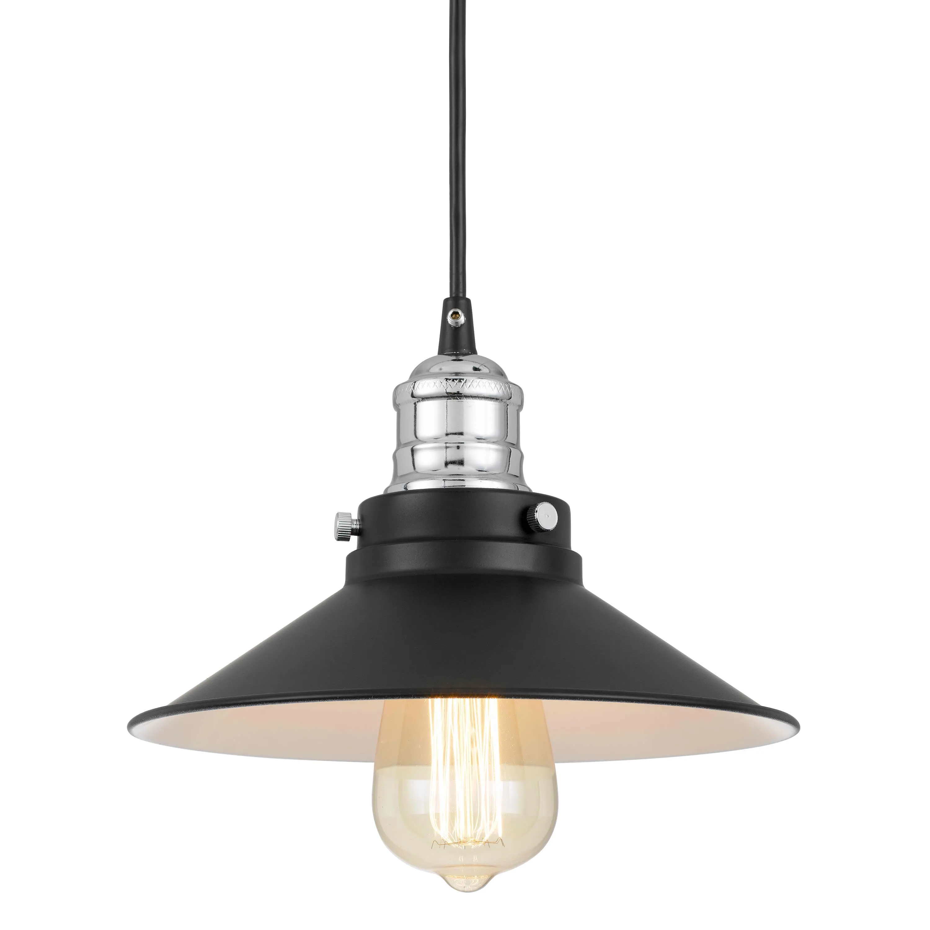 Tina 1-Light Chrome & Matte Black Pendant Light